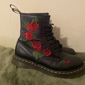 Black with embroidery roses  doc martians